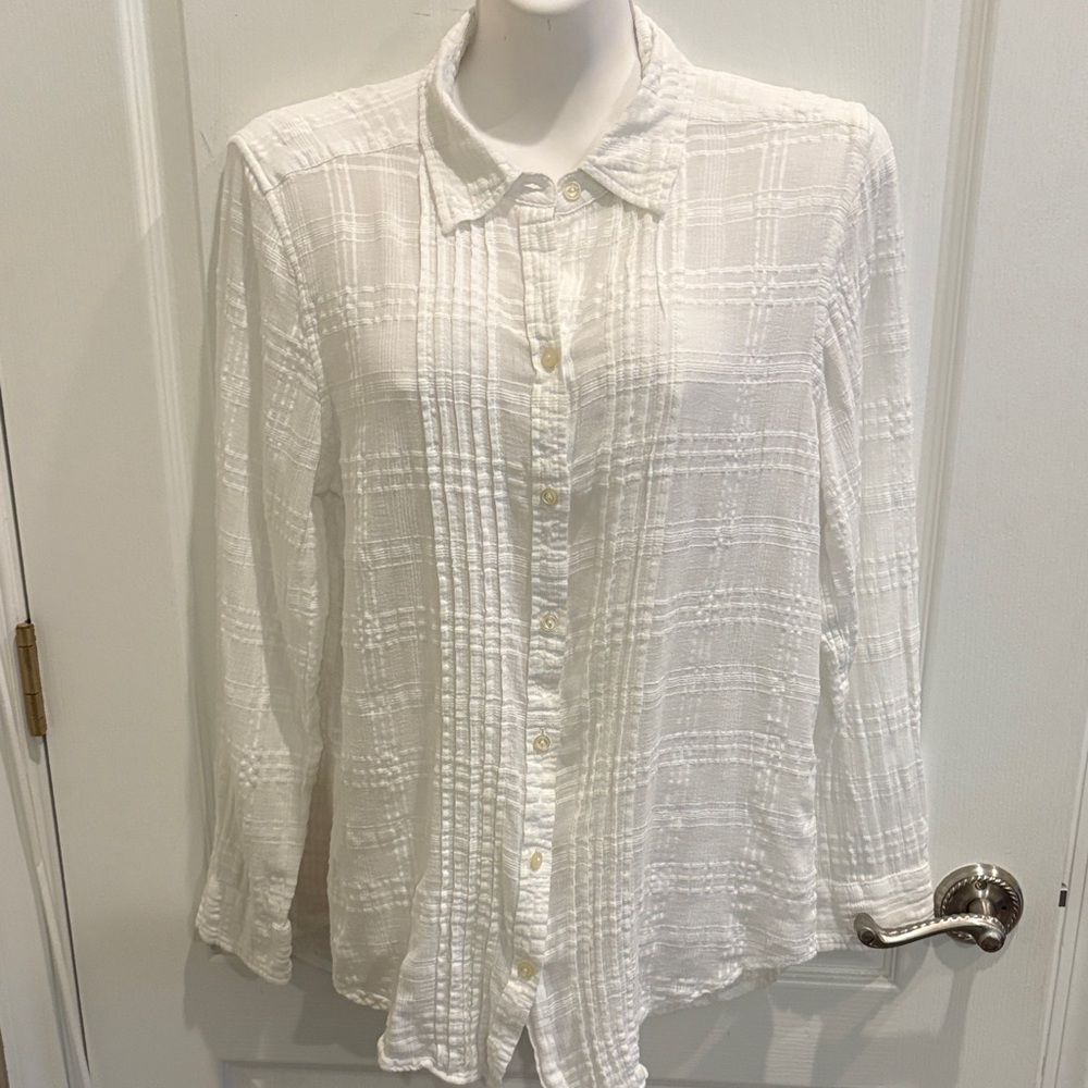 Ralph Lauren White Textured Button-Down Shirt Size XL
